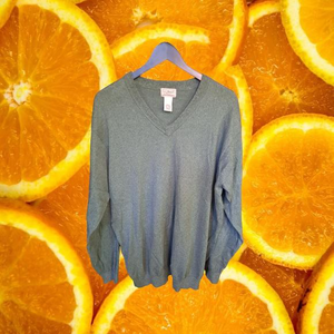 L.L. Bean V Neck Green Marled Sweater Size Large Tall‎